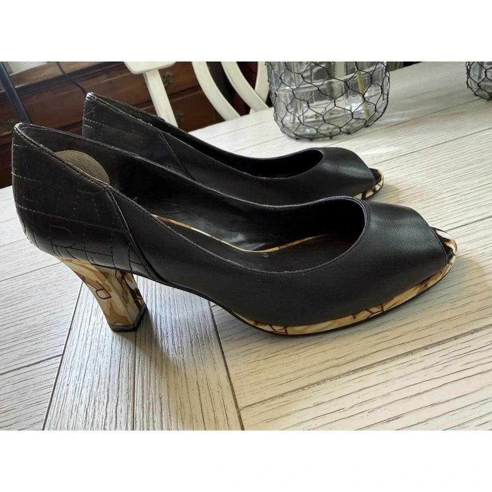 Brown Leather Peep Toe 3